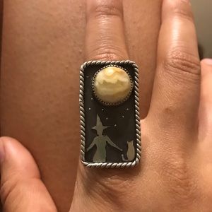 Sterling Silver and Agate Witch ring Size 8.5